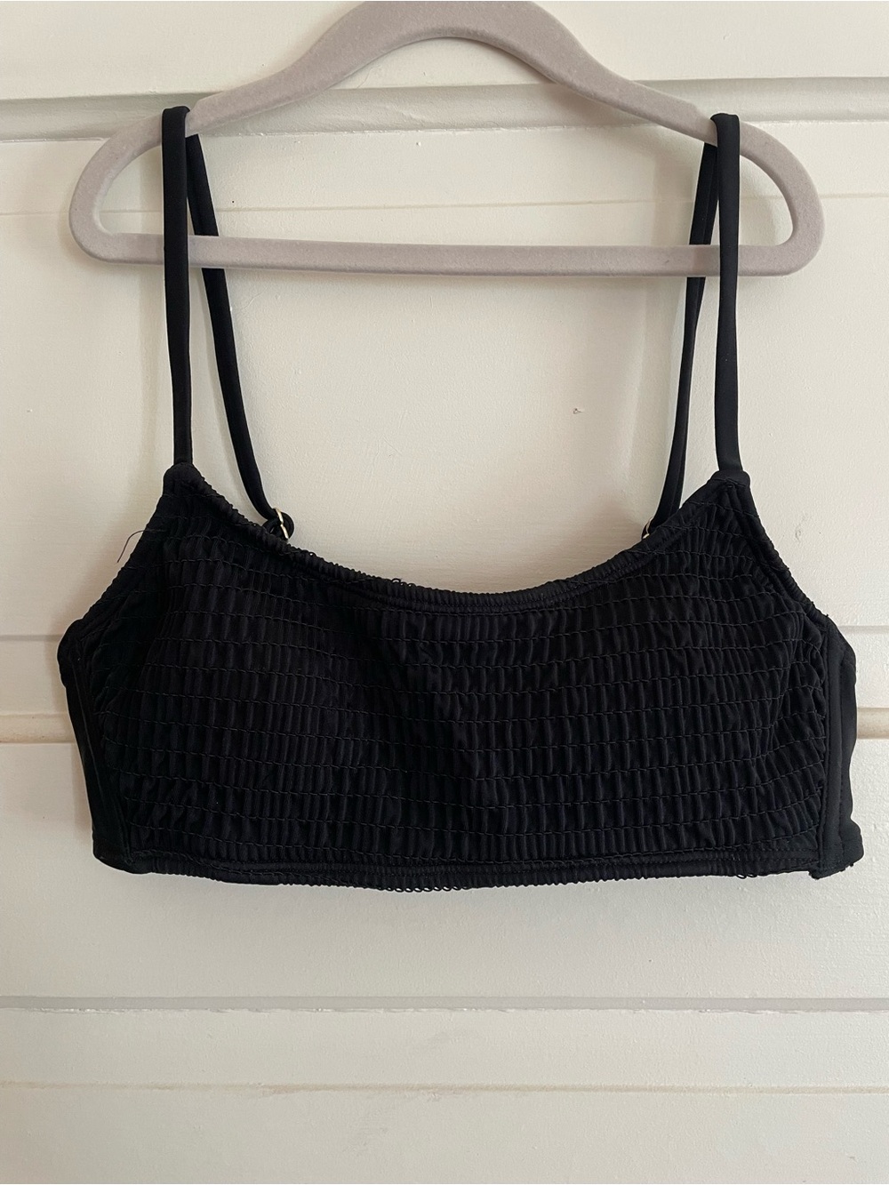 Xhilaration Black Smocked Ribbed Bikini Bathing Suit Top Bralette